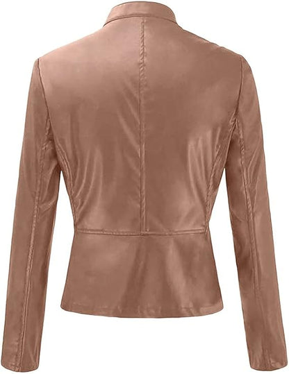 Women's Lightweight Moto Jacket | Faux Leather, Slim Fit