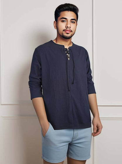 Owen | Casual Drawstring Long Sleeve Shirt for Men | Chic, Relaxed, Effortless Style