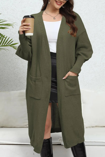 Rosemarie - Cozy open front dropped shoulder long cardigan