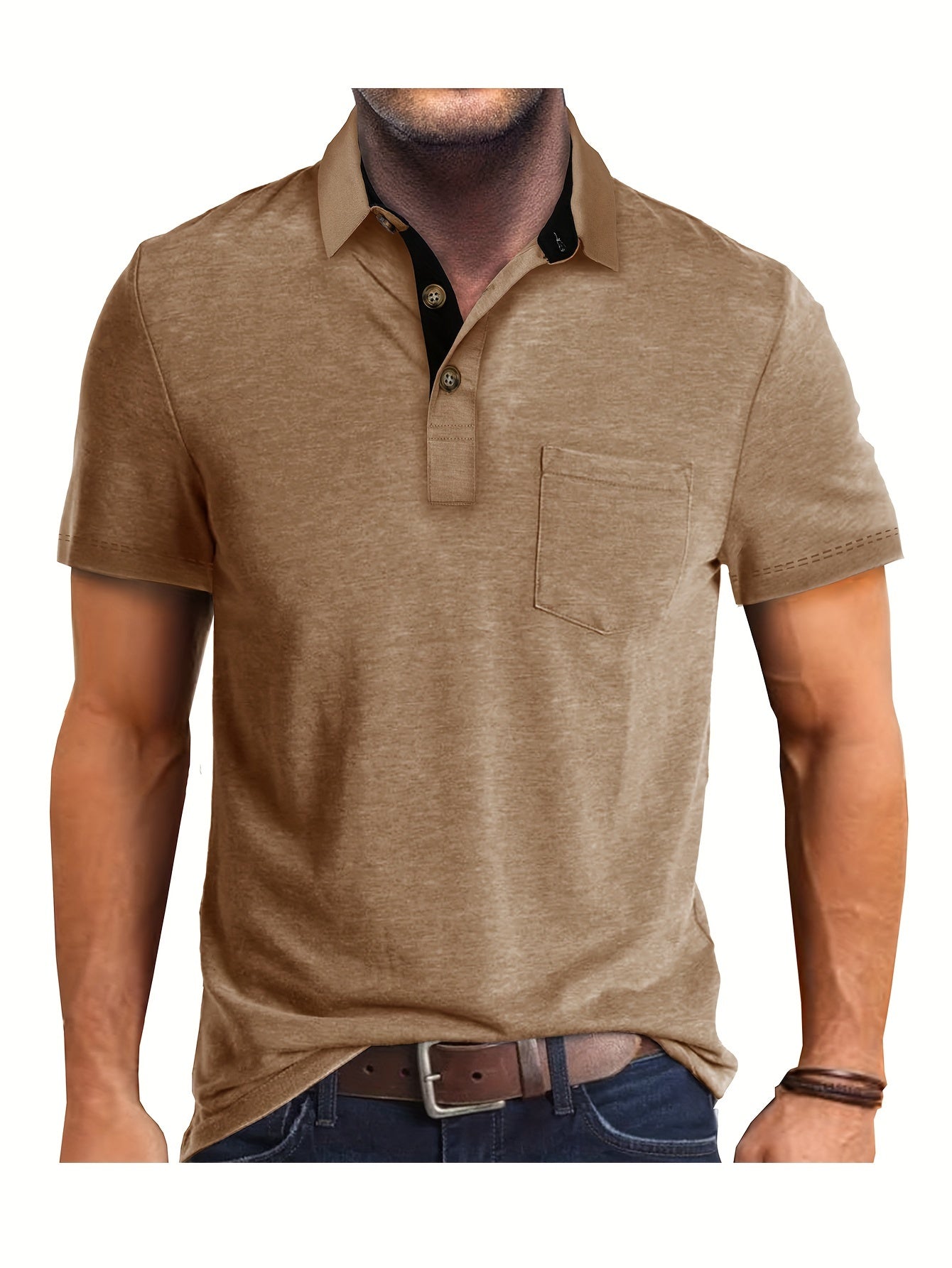 Liam | Contemporary Men's Shirt with Chic Collar and Pocket | Breathable, Flexible