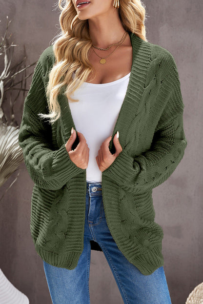Xiana - Casual knitted cable open front cardigan