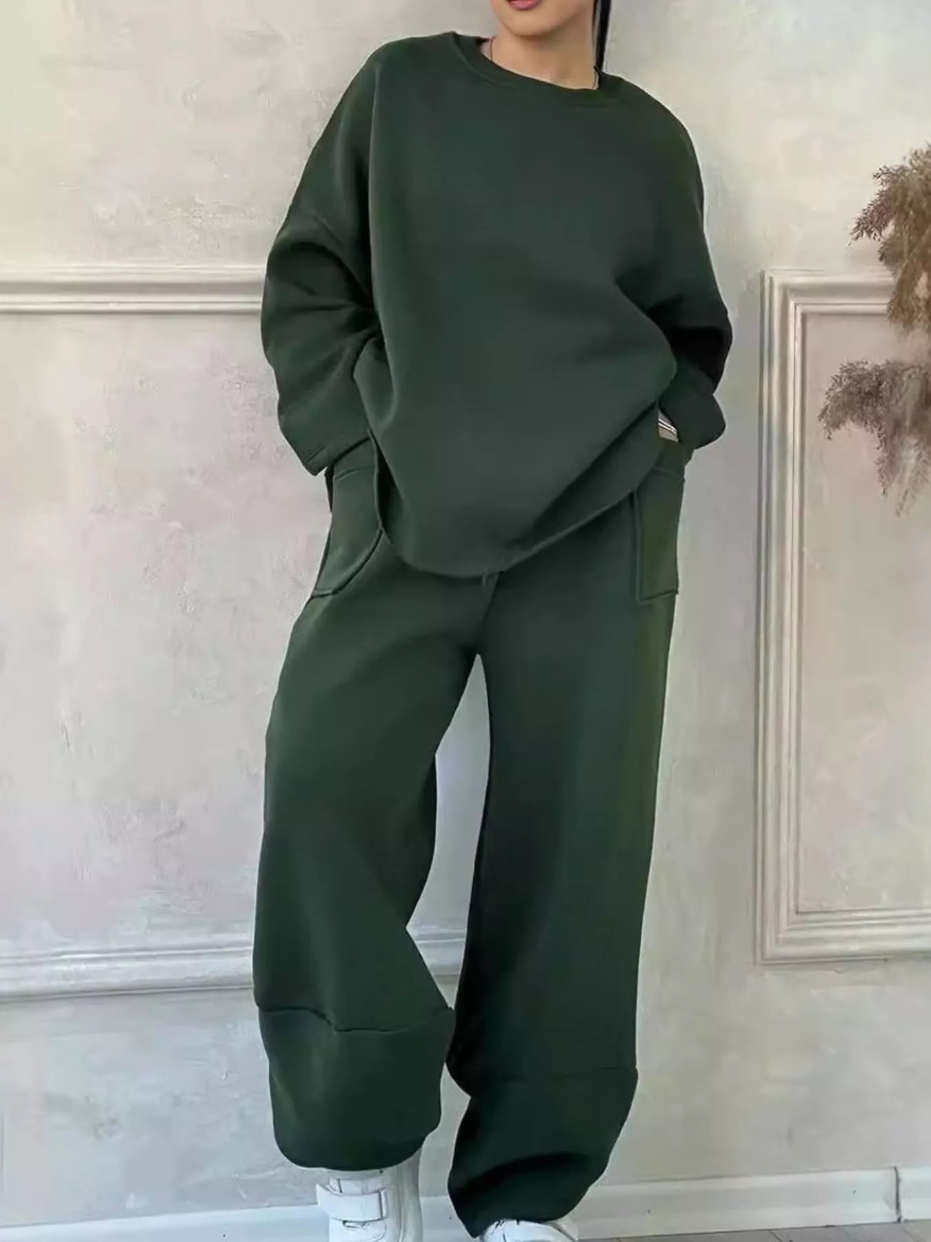 Generosa - Oversized loose warm sweater and pants set