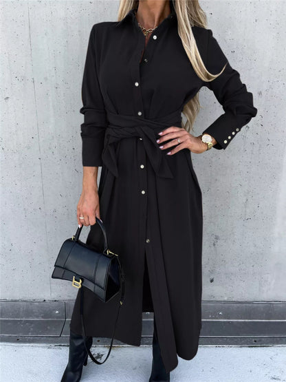 Carlotta - Elegant button front loose shirt dress