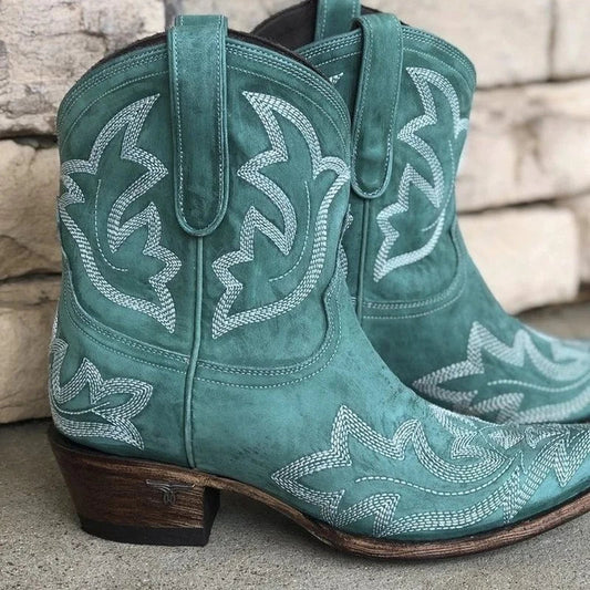 Aoife's Artisan Leather Cowboy Boots | Trendy Embroidered Design | Comfortable & Sustainable