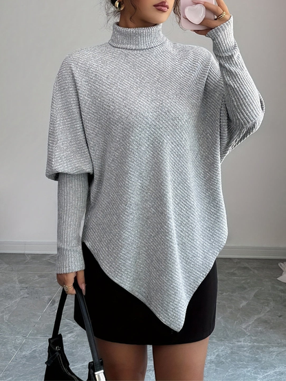 Vyra - Stylish knitted asymmetrical turtleneck sweater