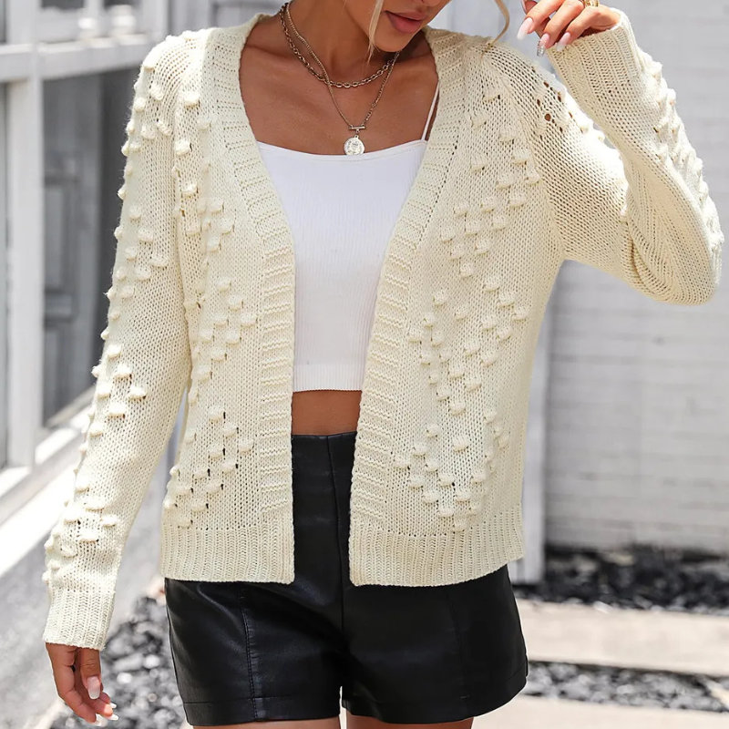 Katerina - Chic open front knitted long sleeve cardigan