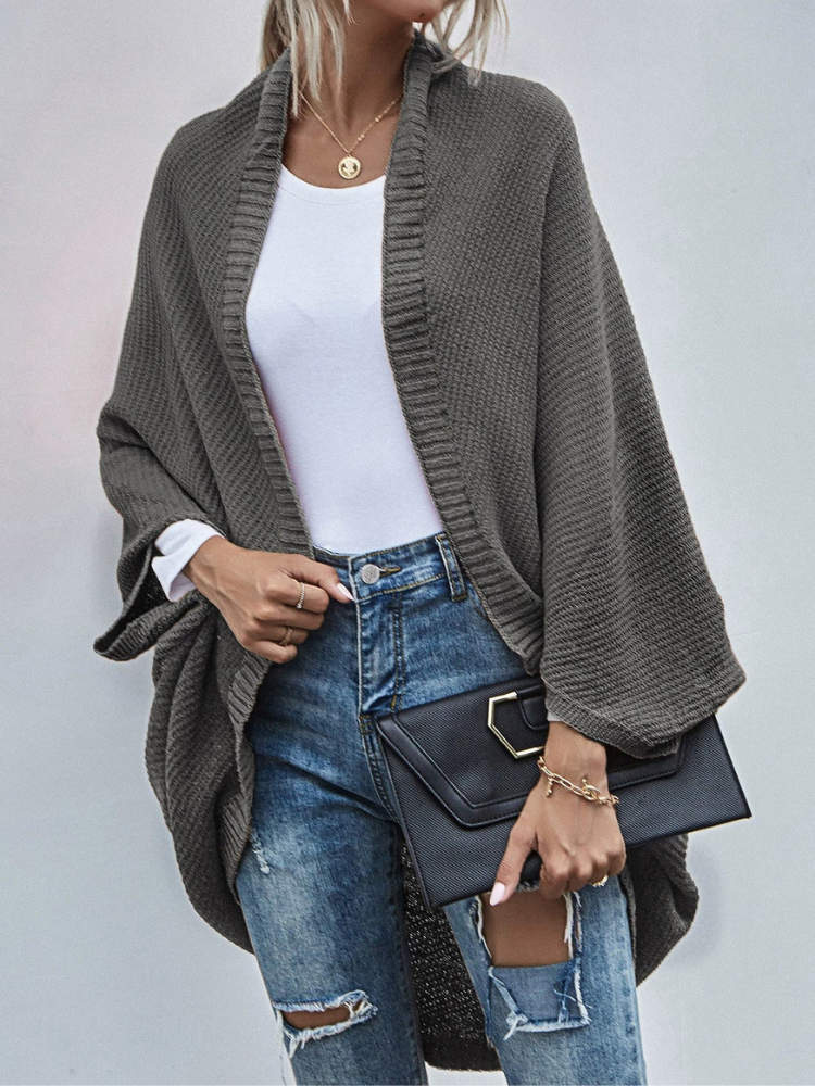 Ricca - Casual Oversized Knitted Cardigan with Batwing Sleeves