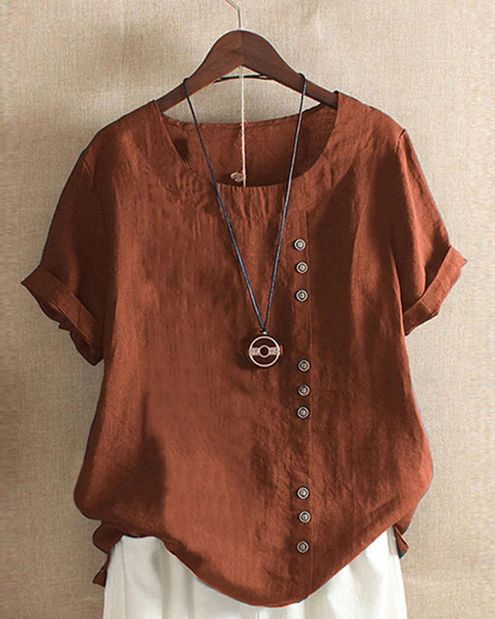 Women’s Casual Summer Shirt | Short Sleeve, Asymmetrical