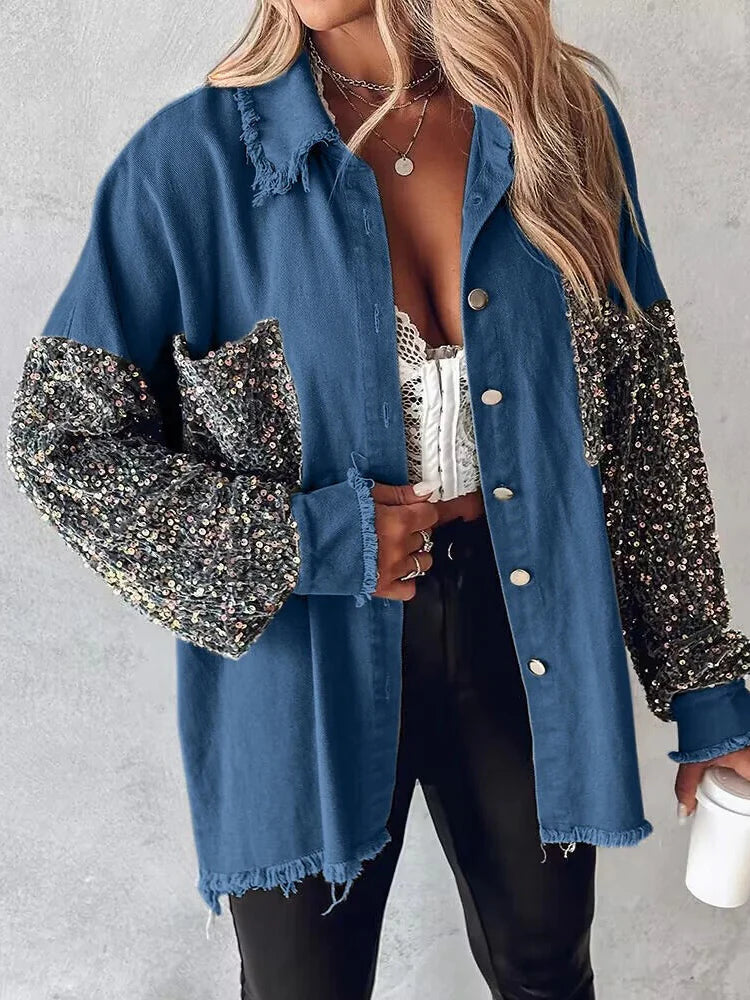 Kataleya - Stylish denim jacket with contrast sequins