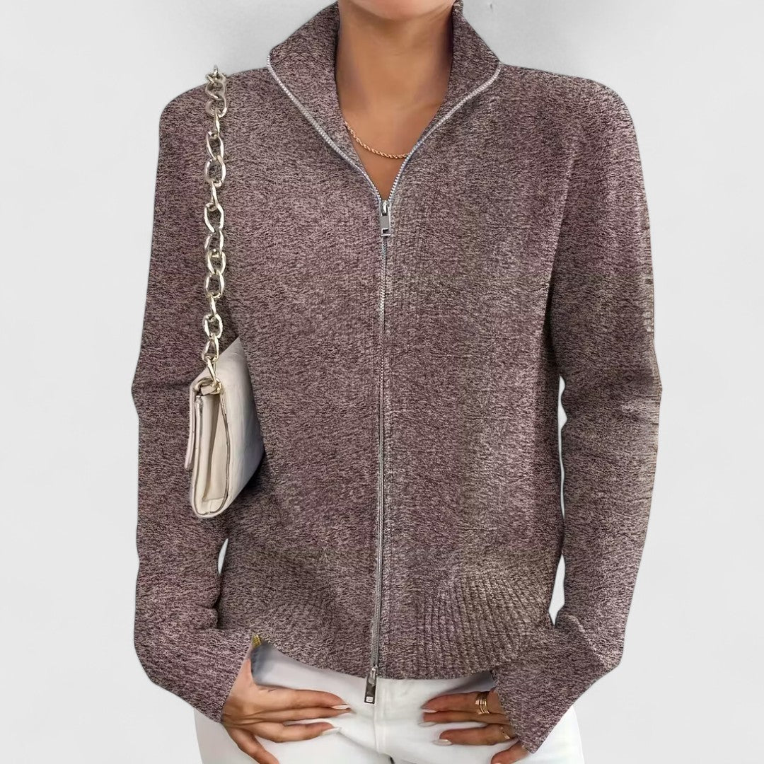 Nomi - Stylish warm knitted zip-up cardigan
