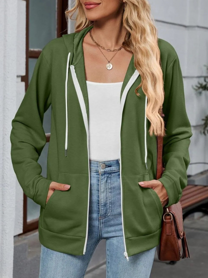 Urielle - Elegant hoodie jacket with adjustable drawstring and zip