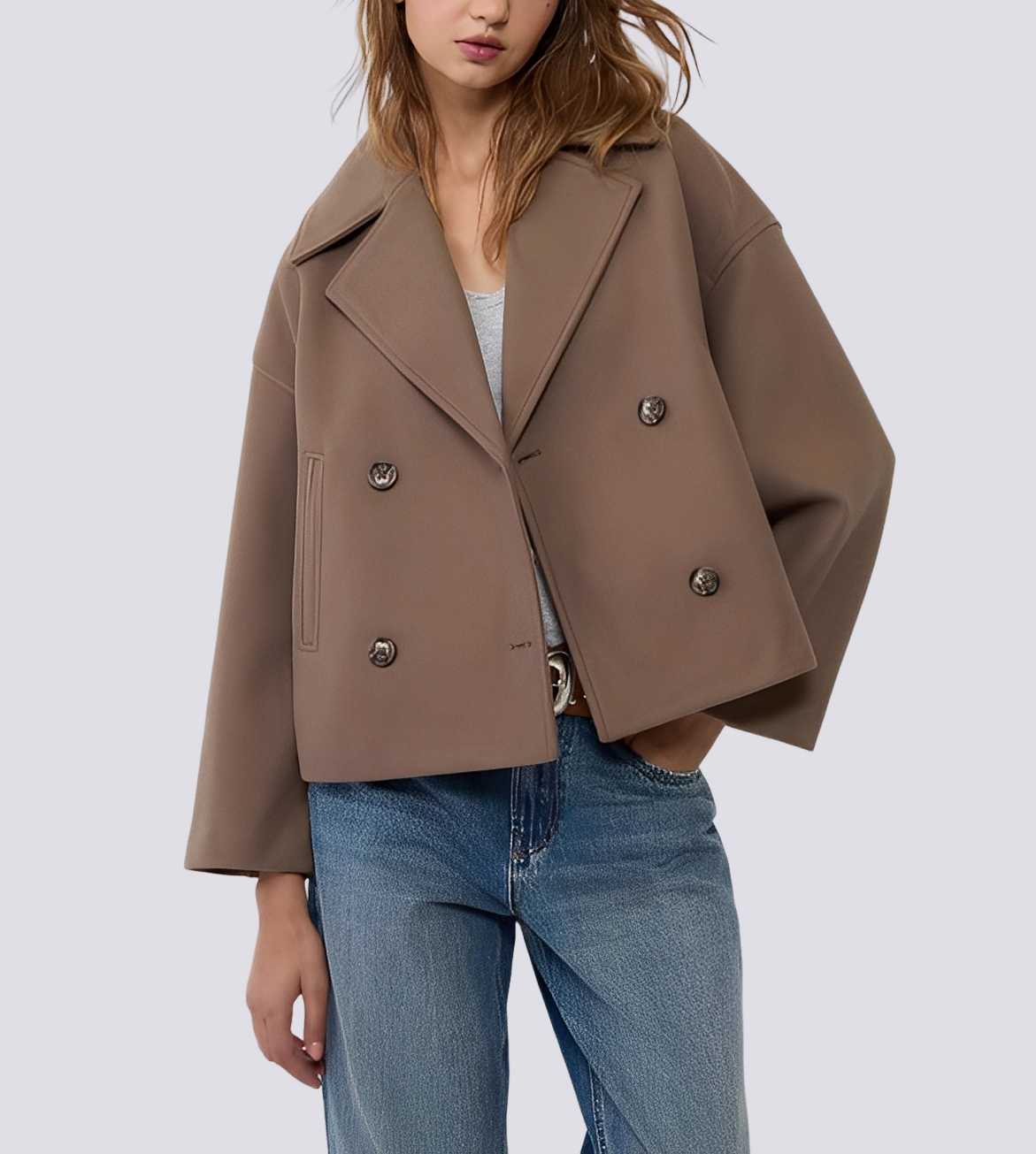 Julissa - Elegant loose crop wool coat