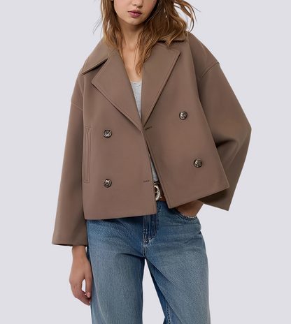 Julissa - Elegant loose crop wool coat
