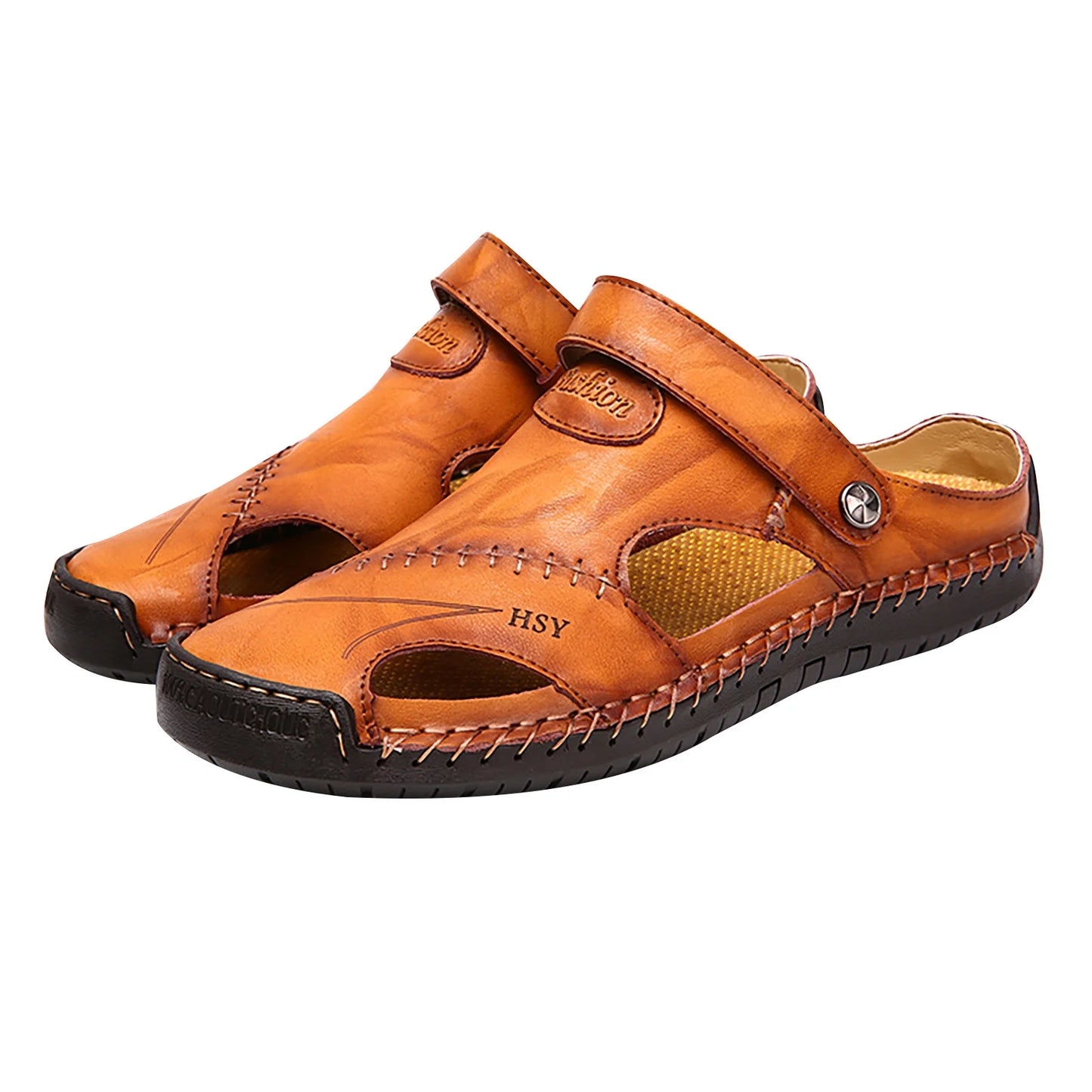 Men’s Summer Leather Sandals | Open-Toe, Hand-Stitched