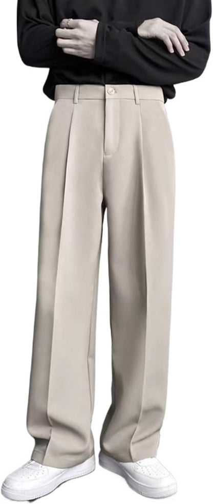 Men's Wide Leg Trousers | White, Pleated Front