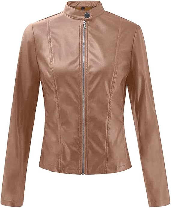 Women's Lightweight Moto Jacket | Faux Leather, Slim Fit