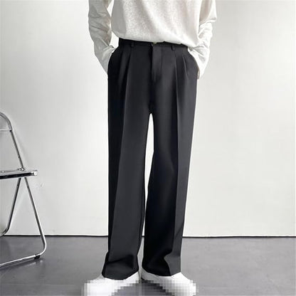Men's Wide Leg Trousers | White, Pleated Front