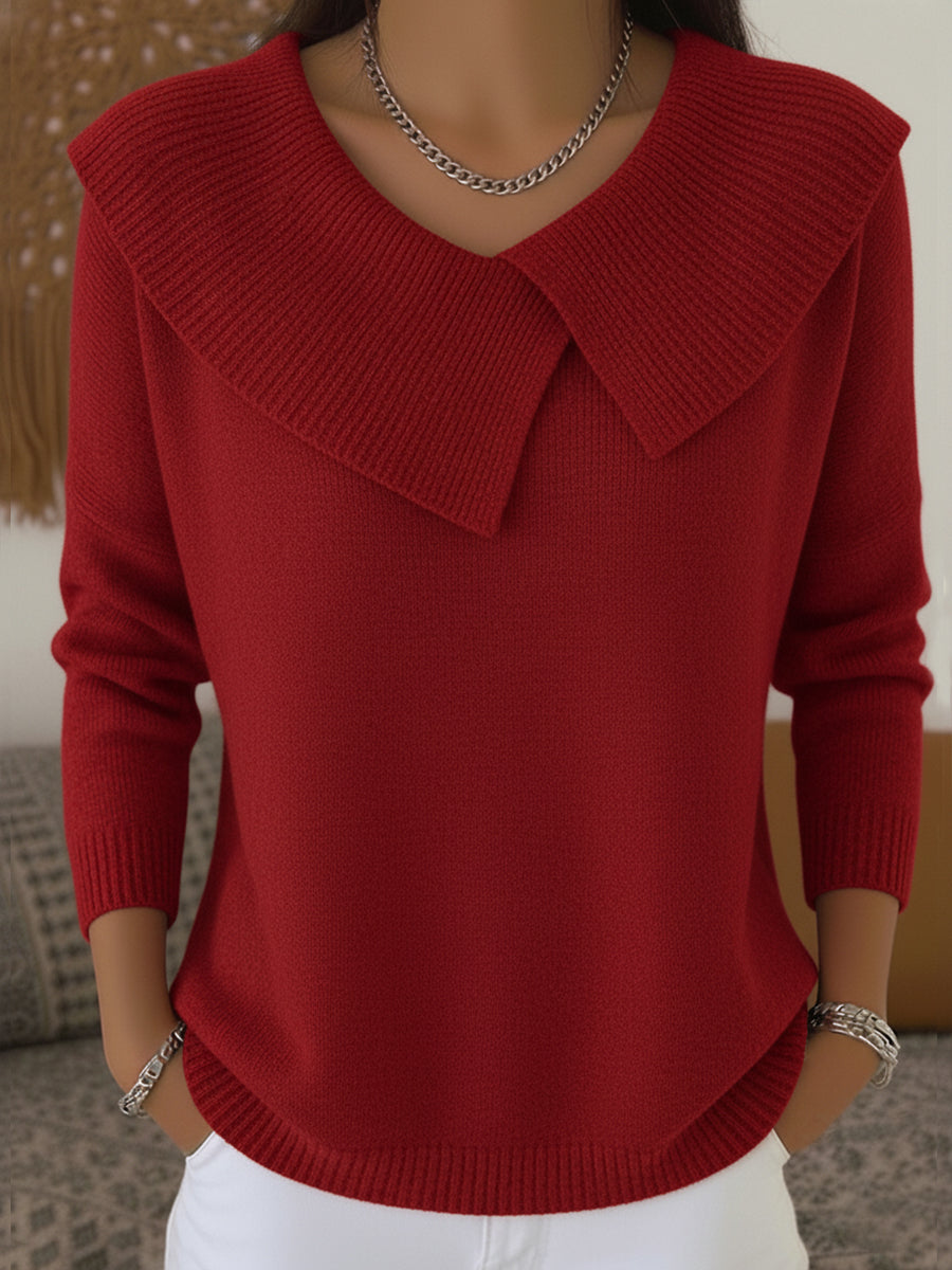 Jannessa - Elegant stylish collar knitted sweater