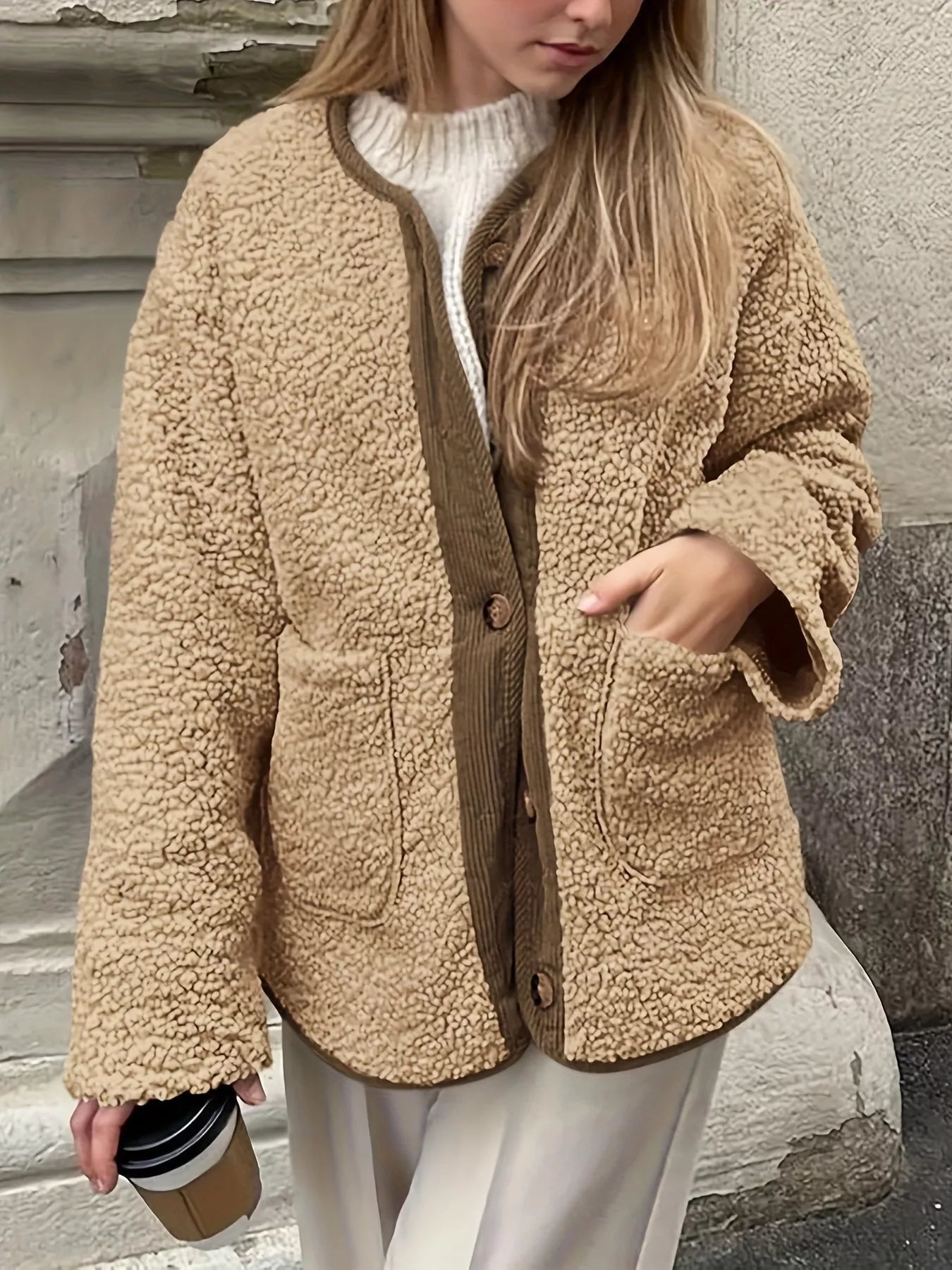 Rhiana - Elegant Loose and Warm Fleece Cardigan