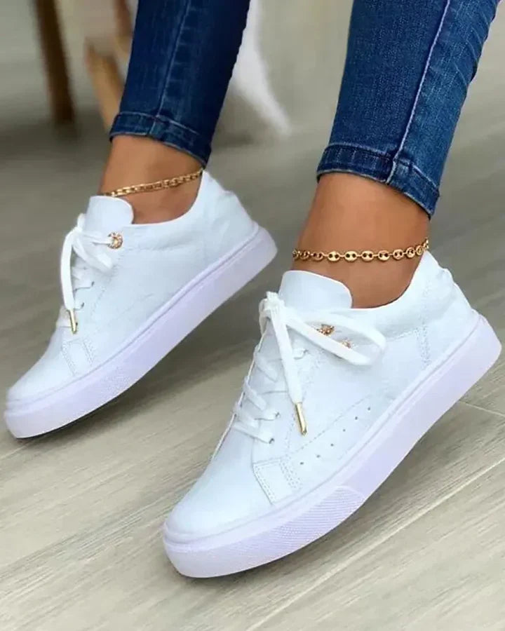 Eleanor Luxe Sneakers | Trendy Footwear with Gold Accents | Stylish, Comfortable, Durable