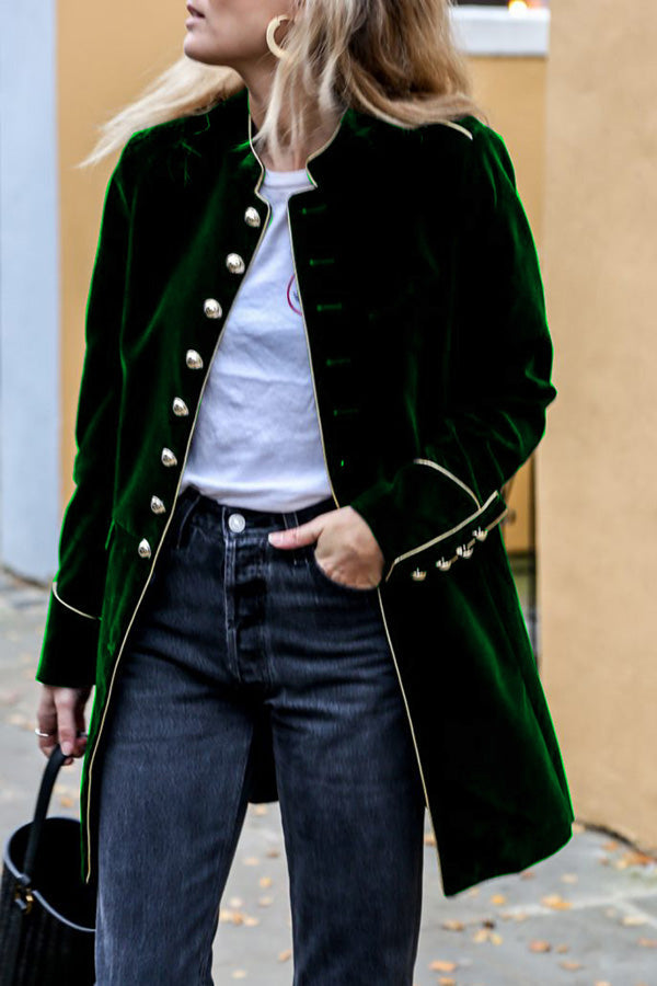 Della - Elegant cozy velvet double dreasted coat