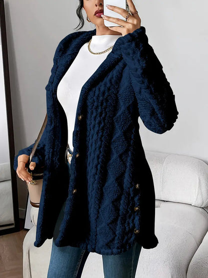 Avery - Cozy plush warm hooded long cardigan