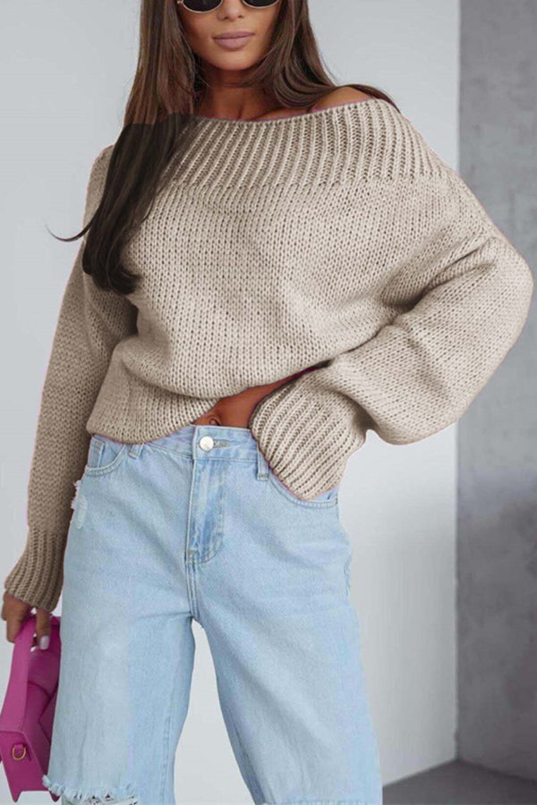 Jilian - Loose round neck knitted crop sweater