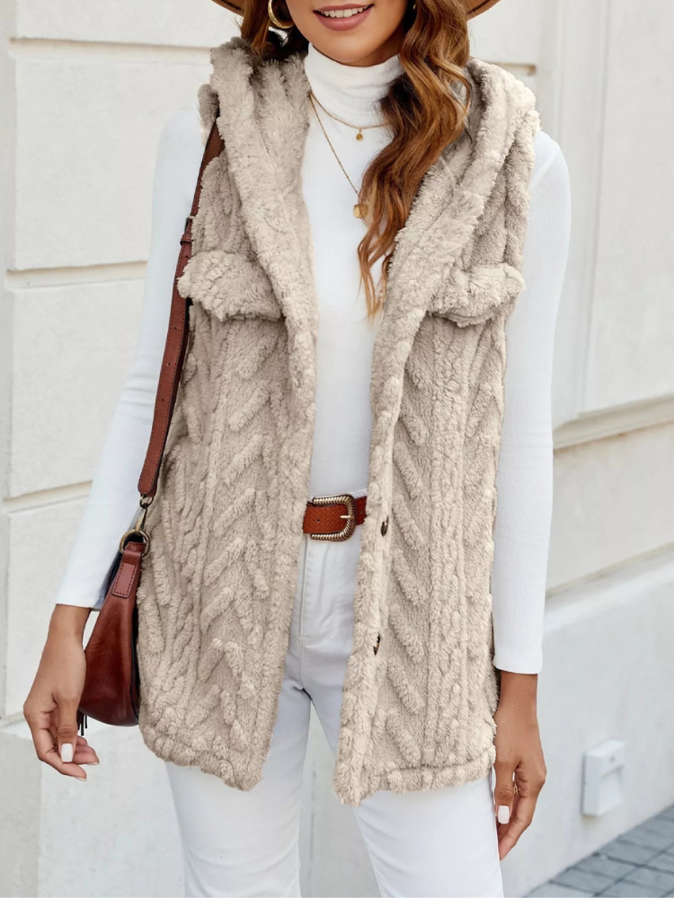 Quintina - Elegant Hooded Button-Front Vest