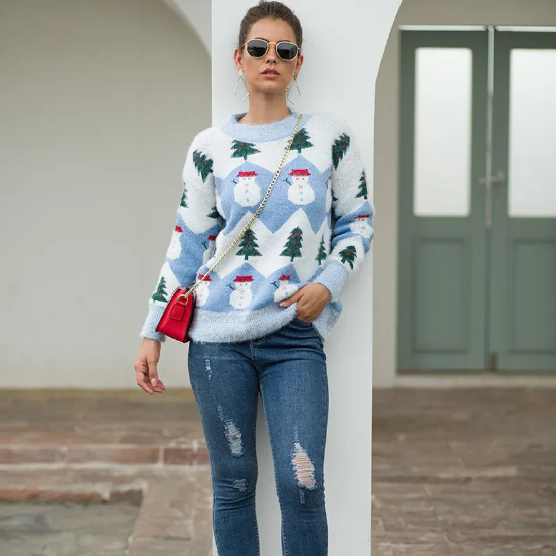 Nuala | Festive Women's Printed Jumper for Winter Cheer | Warm, Stylish, Versatile