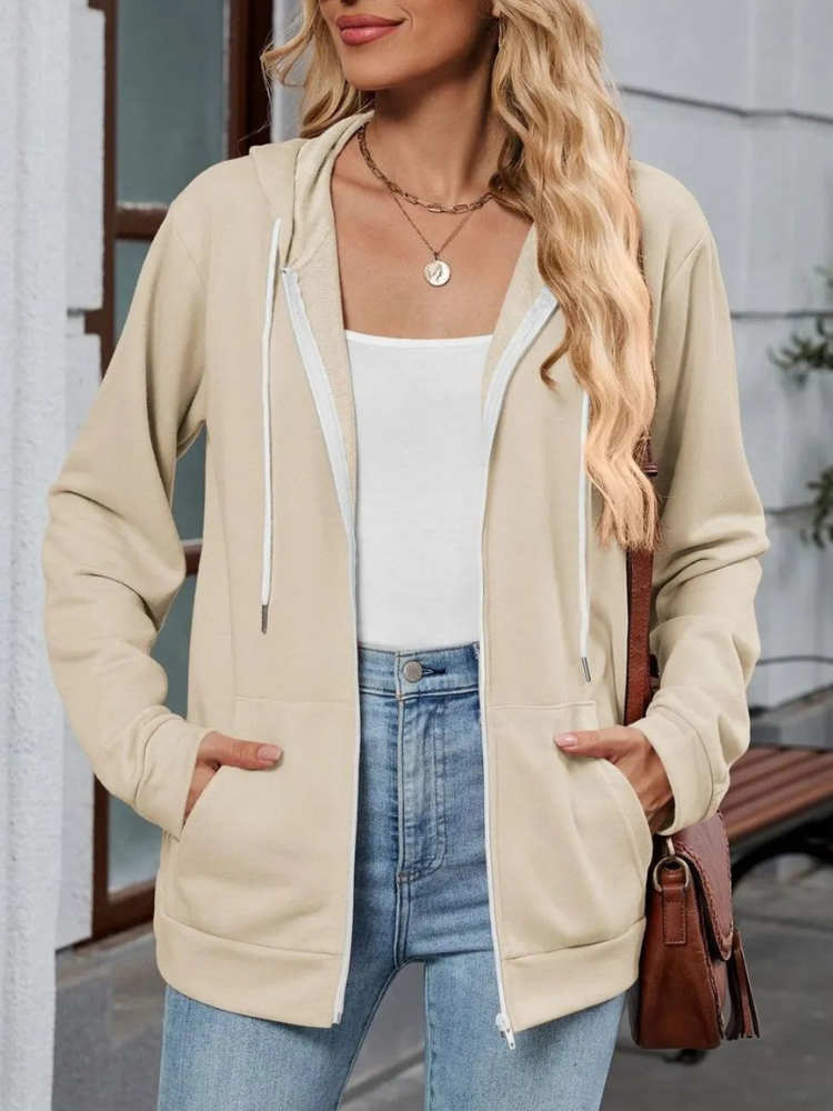 Urielle - Elegant hoodie jacket with adjustable drawstring and zip