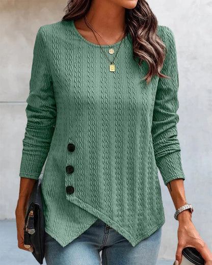 Yolanda - Elegant ribbed long-sleeve knit blouse