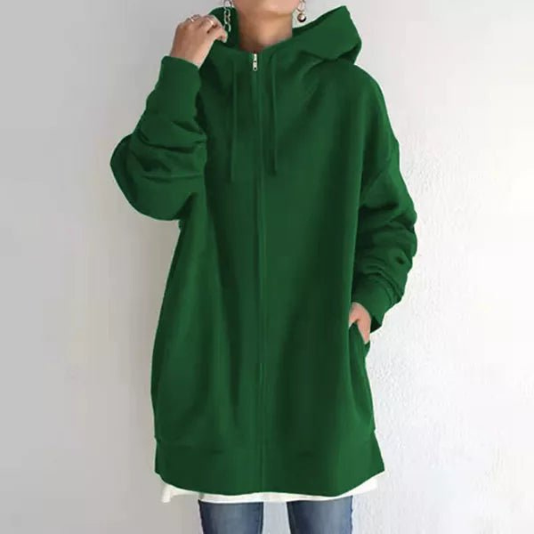 Emerald Haven | Women's Long Oversized Hooded Sweatshirt | Chic, Cozy, Versatile