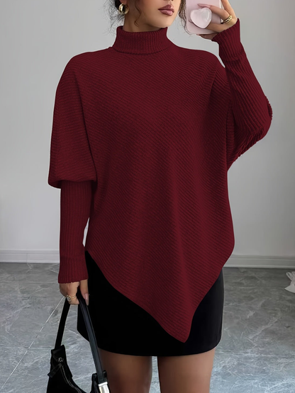 Vyra - Stylish knitted asymmetrical turtleneck sweater
