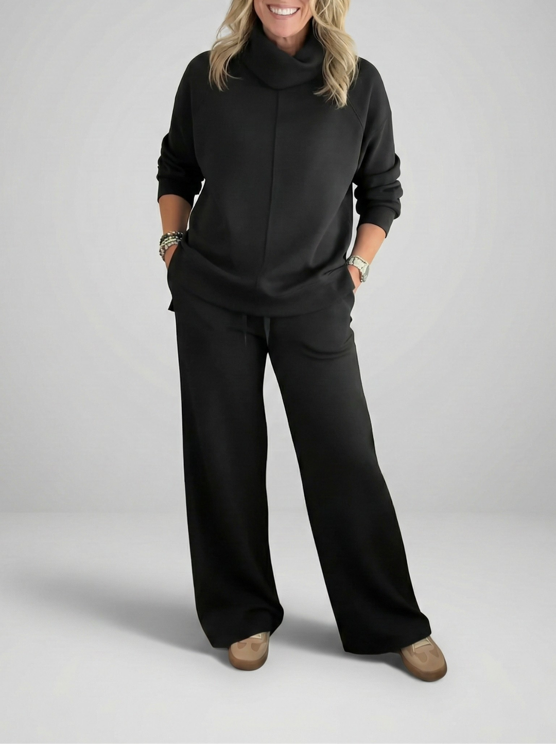 Jaidda - Elegant knitted tutleneck and pants set