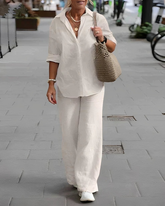 Whitney - Casual polo shirt and straight-leg trousers set