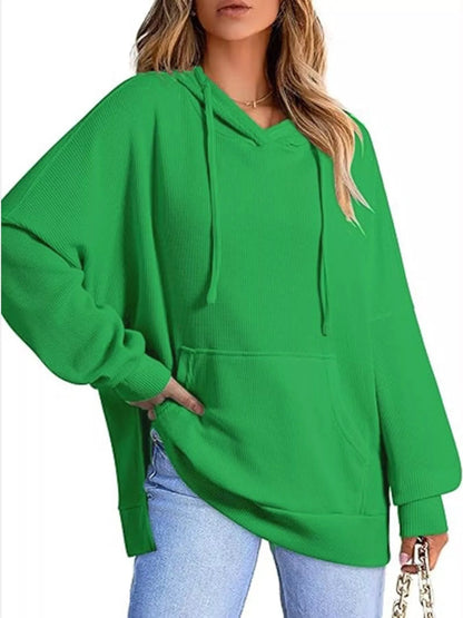 Cianna - Oversized drawstring side slit hoodie