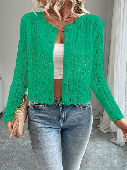 Kalila - Chic knitted hollow out button cardigan