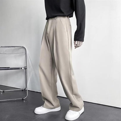 Men's Wide Leg Trousers | White, Pleated Front