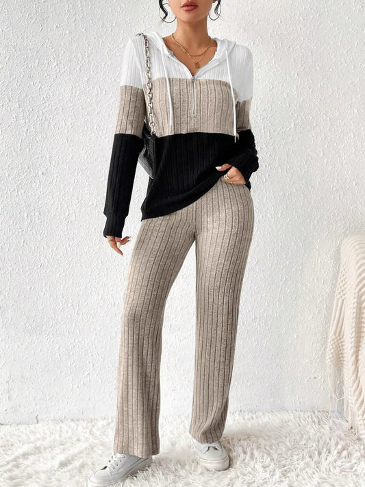 Dahlia - Elegant Half-Zip Hoodie and Trousers Set