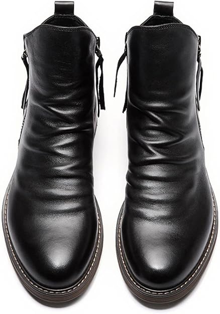 Men’s Ankle Leather Boots | Zipper, Distressed Look