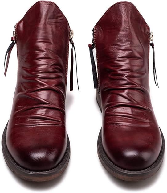 Men’s Ankle Leather Boots | Zipper, Distressed Look