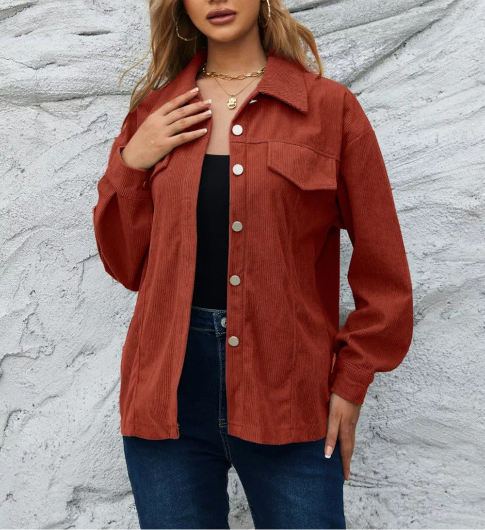Veronella - Stylish corduroy button-down jacket