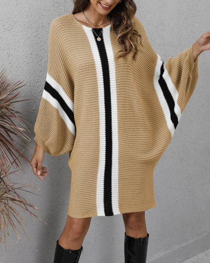 Celestine - Elegant ribbed knitted loose sweater dress