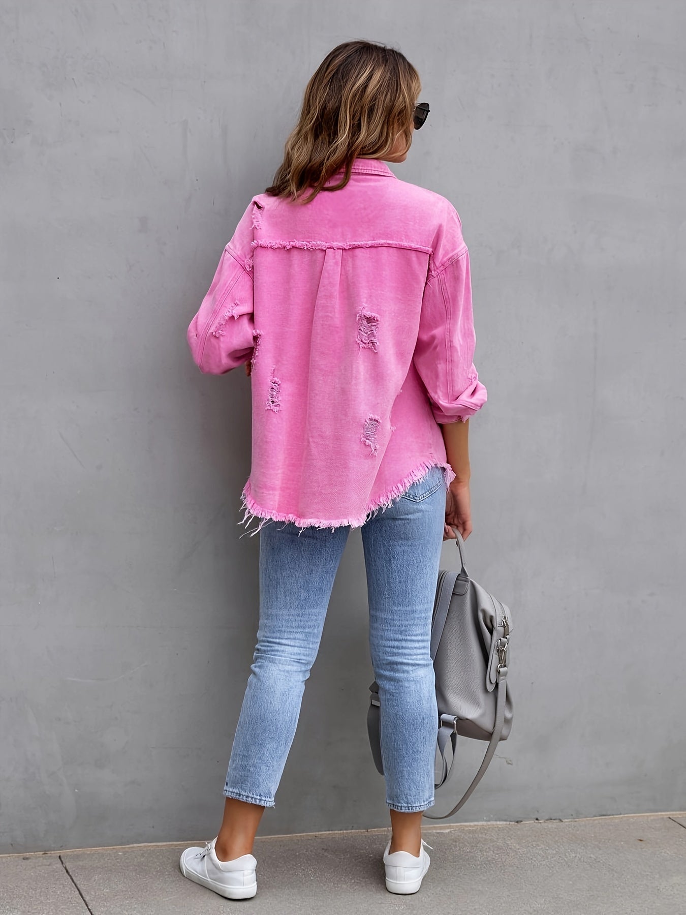 Aisling | Chic Oversized Ripped Denim Jacket for Women | Trendy, Comfortable, Versatile