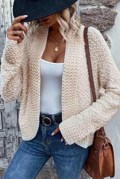 Kyrah - Cozy knitted open front cropped cardigan