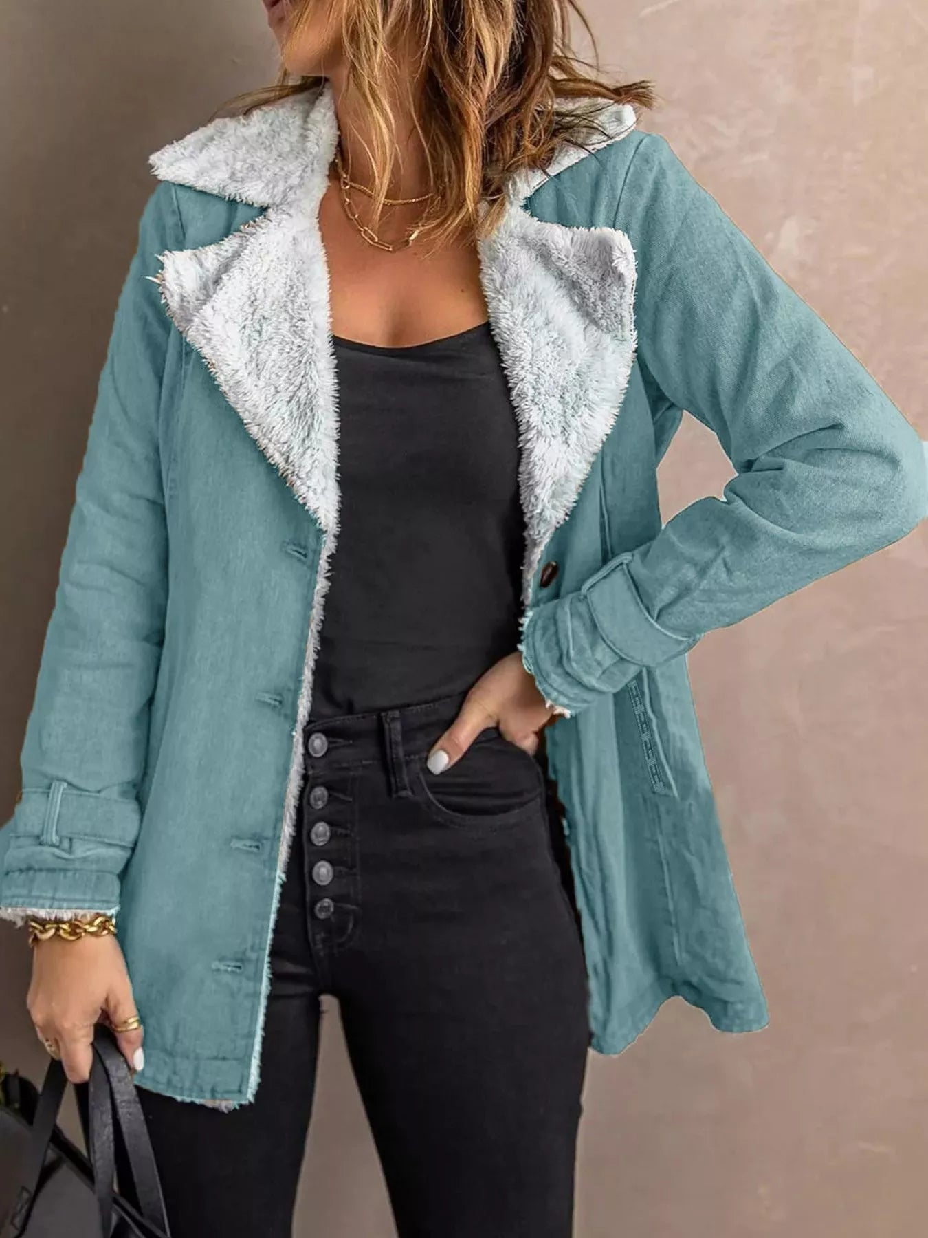 Jaycie - Stylish fleeced lined loose warm jacket