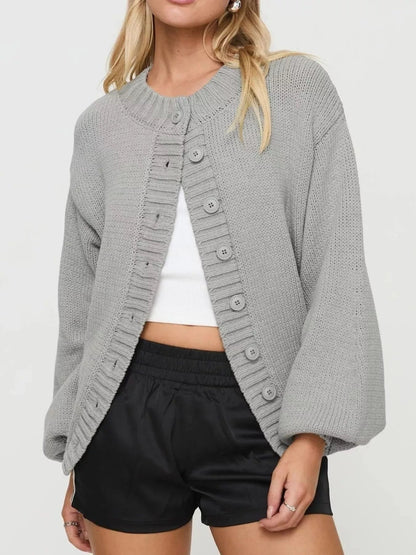 Izabella - Stylish warm button-down knit cardigan