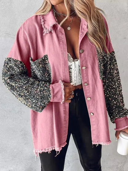 Kataleya - Stylish denim jacket with contrast sequins