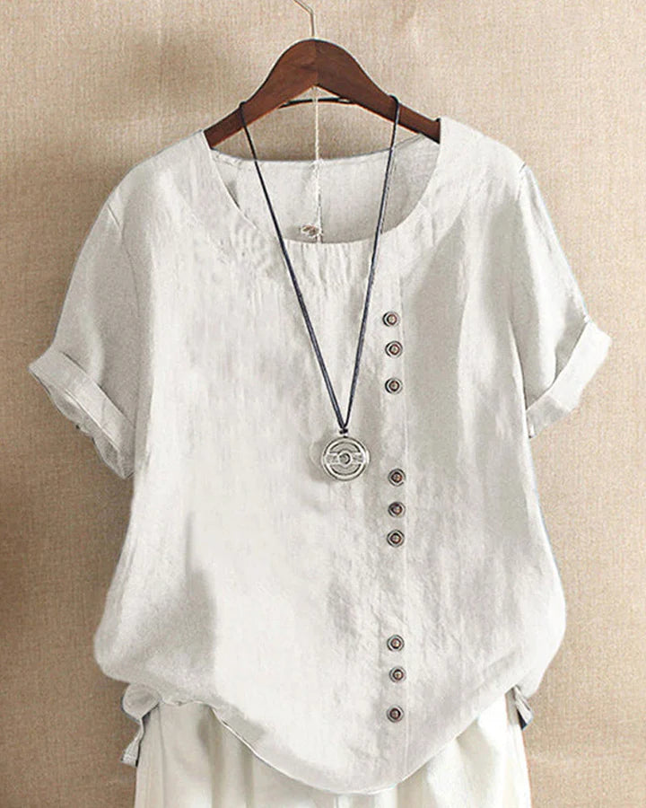 Women’s Casual Summer Shirt | Short Sleeve, Asymmetrical