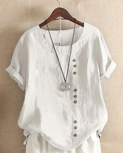 Women’s Casual Summer Shirt | Short Sleeve, Asymmetrical